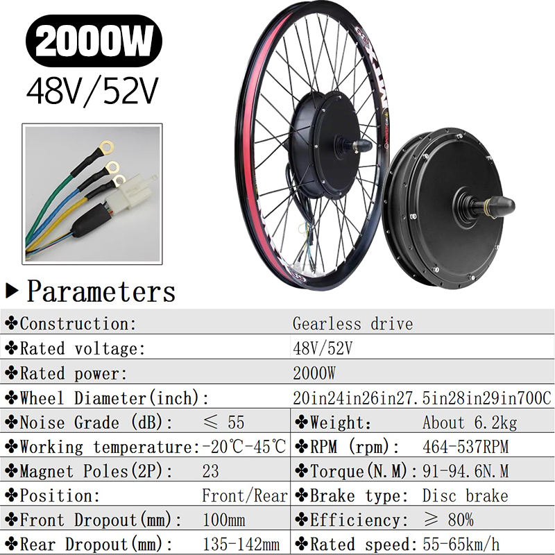 MTX 48V52V 2000W Roda Motor Eb - Mountain Biking Gear ulasan dan harga
